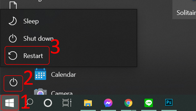 Restart lại máy tính